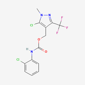 molecular formula C13H10Cl2F3N3O2 B2782743 [5-chloro-1-methyl-3-(trifluoromethyl)-1H-pyrazol-4-yl]methyl N-(2-chlorophenyl)carbamate CAS No. 282523-53-9