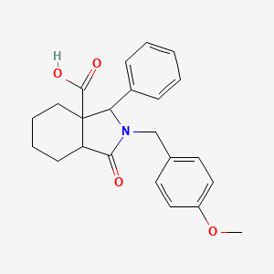 molecular formula C23H25NO4 B2782747 2-[(4-Methoxyphenyl)methyl]-1-oxo-3-phenyl-3,4,5,6,7,7a-hexahydroisoindole-3a-carboxylic acid CAS No. 2361635-03-0