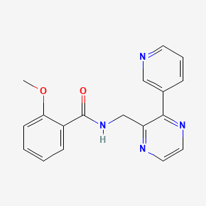 molecular formula C18H16N4O2 B2782751 2-methoxy-N-{[3-(pyridin-3-yl)pyrazin-2-yl]methyl}benzamide CAS No. 2097864-75-8