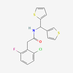 molecular formula C17H13ClFNOS2 B2782753 2-(2-氯-6-氟苯基)-N-(噻吩-2-基(噻吩-3-基)甲基)乙酰胺 CAS No. 2034605-88-2