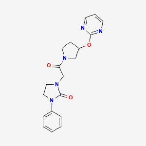 molecular formula C19H21N5O3 B2782755 1-(2-氧代-2-(3-(嘧啶-2-基氧基)吡咯啉-1-基)乙基)-3-苯基咪唑并[1,5-a]咪唑啉-2-酮 CAS No. 2034394-62-0
