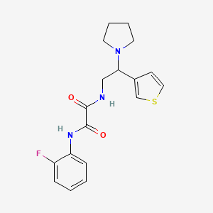 molecular formula C18H20FN3O2S B2782760 N1-(2-fluorophenyl)-N2-(2-(pyrrolidin-1-yl)-2-(thiophen-3-yl)ethyl)oxalamide CAS No. 946355-54-0