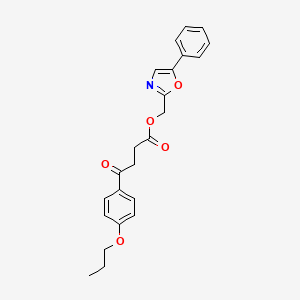 molecular formula C23H23NO5 B2782773 (5-Phenyl-1,3-oxazol-2-yl)methyl 4-oxo-4-(4-propoxyphenyl)butanoate CAS No. 877404-55-2