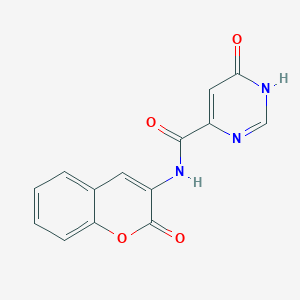 molecular formula C14H9N3O4 B2782777 6-羟基-N-(2-氧代-2H-香豆素-3-基)嘧啶-4-羧酰胺 CAS No. 2034233-52-6