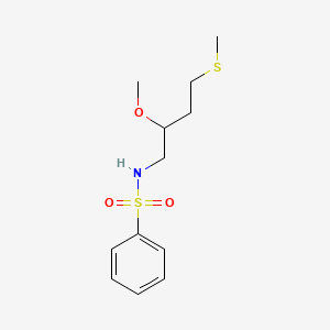 molecular formula C12H19NO3S2 B2782779 N-(2-Methoxy-4-methylsulfanylbutyl)benzenesulfonamide CAS No. 2309572-02-7