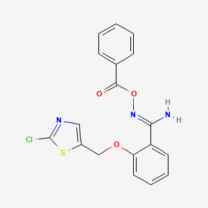 molecular formula C18H14ClN3O3S B2782780 (Z)-[amino({2-[(2-chloro-1,3-thiazol-5-yl)methoxy]phenyl})methylidene]amino benzoate CAS No. 1273562-41-6