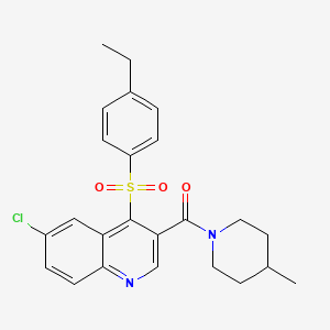 molecular formula C24H25ClN2O3S B2782783 (6-氯-4-((4-乙基苯基)磺酰基)喹啉-3-基)(4-甲基哌啶-1-基)甲酮 CAS No. 1111164-85-2