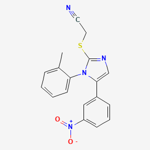 molecular formula C18H14N4O2S B2782787 2-((5-(3-nitrophenyl)-1-(o-tolyl)-1H-imidazol-2-yl)thio)acetonitrile CAS No. 1234797-84-2