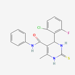 molecular formula C18H15ClFN3OS B2782791 4-(2-chloro-6-fluorophenyl)-6-methyl-N-phenyl-2-thioxo-1,2,3,4-tetrahydro-5-pyrimidinecarboxamide CAS No. 183231-05-2