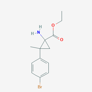 molecular formula C13H16BrNO2 B2782801 Ethyl 1-amino-2-(4-bromophenyl)-2-methylcyclopropane-1-carboxylate CAS No. 2248284-37-7