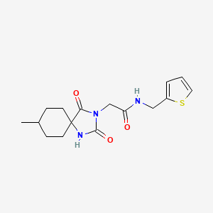 molecular formula C16H21N3O3S B2782814 2-(8-methyl-2,4-dioxo-1,3-diazaspiro[4.5]decan-3-yl)-N-(thiophen-2-ylmethyl)acetamide CAS No. 731008-67-6
