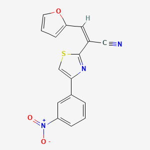 molecular formula C16H9N3O3S B2782816 (2Z)-3-(furan-2-yl)-2-[4-(3-nitrophenyl)-1,3-thiazol-2-yl]prop-2-enenitrile CAS No. 476675-00-0