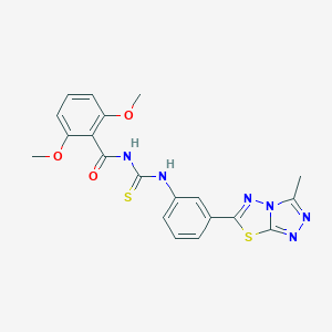 molecular formula C20H18N6O3S2 B278282 2,6-dimethoxy-N-{[3-(3-methyl[1,2,4]triazolo[3,4-b][1,3,4]thiadiazol-6-yl)phenyl]carbamothioyl}benzamide 