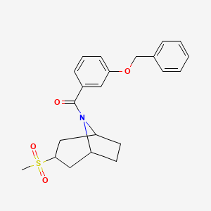 molecular formula C22H25NO4S B2782824 (3-(benzyloxy)phenyl)((1R,5S)-3-(methylsulfonyl)-8-azabicyclo[3.2.1]octan-8-yl)methanone CAS No. 1704511-88-5