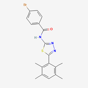 molecular formula C19H18BrN3OS B2782826 4-bromo-N-[5-(2,3,5,6-tetramethylphenyl)-1,3,4-thiadiazol-2-yl]benzamide CAS No. 391226-50-9