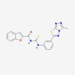 molecular formula C20H14N6O2S2 B278283 N-(1-benzofuran-2-ylcarbonyl)-N'-[3-(3-methyl[1,2,4]triazolo[3,4-b][1,3,4]thiadiazol-6-yl)phenyl]thiourea 