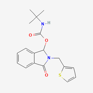 molecular formula C18H20N2O3S B2782834 3-oxo-2-(2-thienylmethyl)-2,3-dihydro-1H-isoindol-1-yl N-(tert-butyl)carbamate CAS No. 866008-23-3