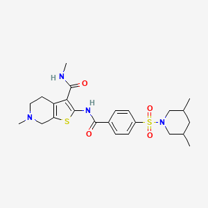 molecular formula C24H32N4O4S2 B2782853 2-[[4-(3,5-dimethylpiperidin-1-yl)sulfonylbenzoyl]amino]-N,6-dimethyl-5,7-dihydro-4H-thieno[2,3-c]pyridine-3-carboxamide CAS No. 533890-55-0