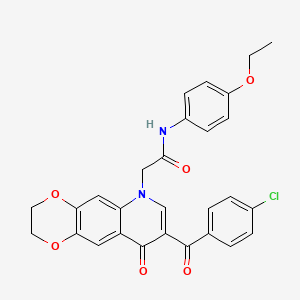 molecular formula C28H23ClN2O6 B2782866 2-(8-(4-chlorobenzoyl)-9-oxo-2,3-dihydro-[1,4]dioxino[2,3-g]quinolin-6(9H)-yl)-N-(4-ethoxyphenyl)acetamide CAS No. 866341-90-4
