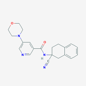 molecular formula C21H22N4O2 B2782870 N-(2-Cyano-3,4-dihydro-1H-naphthalen-2-yl)-5-morpholin-4-ylpyridine-3-carboxamide CAS No. 1957719-19-5