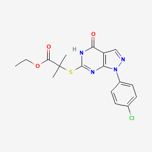 molecular formula C17H17ClN4O3S B2782872 乙酸2-((1-(4-氯苯基)-4-氧代-4,5-二氢-1H-吡唑并[3,4-d]嘧啶-6-基)硫基)-2-甲基丙酸酯 CAS No. 850912-56-0
