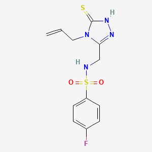 molecular formula C12H13FN4O2S2 B2782887 N-[(4-allyl-5-sulfanyl-4H-1,2,4-triazol-3-yl)methyl]-4-fluorobenzenesulfonamide CAS No. 866136-47-2