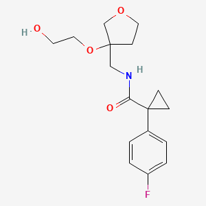 molecular formula C17H22FNO4 B2782890 1-(4-fluorophenyl)-N-((3-(2-hydroxyethoxy)tetrahydrofuran-3-yl)methyl)cyclopropane-1-carboxamide CAS No. 2320518-31-6