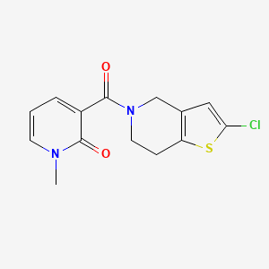 molecular formula C14H13ClN2O2S B2782891 3-(2-氯-4,5,6,7-四氢噻吩并[3,2-c]吡啶-5-甲酰)-1-甲基吡啶-2(1H)-酮 CAS No. 2034421-58-2