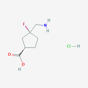molecular formula C7H13ClFNO2 B2782892 (1S,3R)-3-(Aminomethyl)-3-fluorocyclopentane-1-carboxylic acid;hydrochloride CAS No. 2343963-71-1