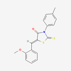 molecular formula C18H15NO2S2 B2782896 (5Z)-5-[(2-methoxyphenyl)methylidene]-3-(4-methylphenyl)-2-sulfanylidene-1,3-thiazolidin-4-one CAS No. 461688-92-6