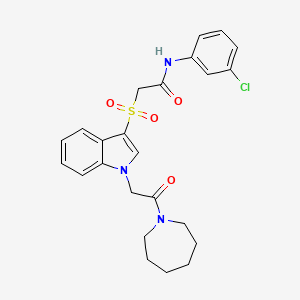 molecular formula C24H26ClN3O4S B2782903 2-((1-(2-(azepan-1-yl)-2-oxoethyl)-1H-indol-3-yl)sulfonyl)-N-(3-chlorophenyl)acetamide CAS No. 878059-14-4