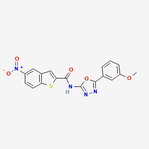 molecular formula C18H12N4O5S B2782907 N-(5-(3-甲氧基苯基)-1,3,4-噁二唑-2-基)-5-硝基苯并[b]噻吩-2-甲酰胺 CAS No. 865286-35-7