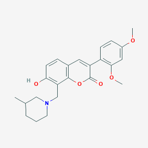 molecular formula C24H27NO5 B2782908 3-(2,4-二甲氧基苯基)-7-羟基-8-((3-甲基哌啶-1-基)甲基)-2H-香豆素-2-酮 CAS No. 859670-46-5