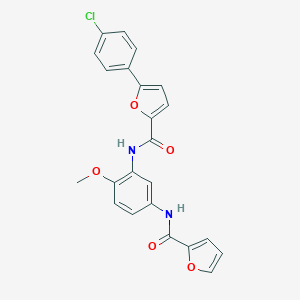 molecular formula C23H17ClN2O5 B278291 5-(4-chlorophenyl)-N-[5-(2-furoylamino)-2-methoxyphenyl]-2-furamide 