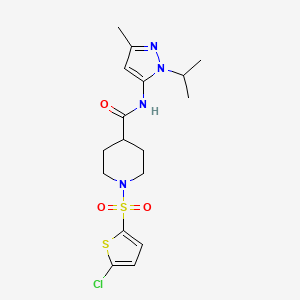 molecular formula C17H23ClN4O3S2 B2782910 1-((5-氯噻吩-2-基)磺酰基)-N-(1-异丙基-3-甲基-1H-吡唑-5-基)哌啶-4-甲酰胺 CAS No. 1170377-05-5