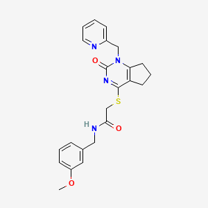 molecular formula C23H24N4O3S B2782916 N-(3-methoxybenzyl)-2-((2-oxo-1-(pyridin-2-ylmethyl)-2,5,6,7-tetrahydro-1H-cyclopenta[d]pyrimidin-4-yl)thio)acetamide CAS No. 899986-79-9