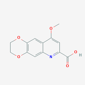 molecular formula C13H11NO5 B2782920 9-Methoxy-2,3-dihydro[1,4]dioxino[2,3-g]quinoline-7-carboxylic acid CAS No. 1351800-12-8