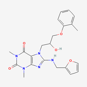 molecular formula C22H25N5O5 B2782923 8-((furan-2-ylmethyl)amino)-7-(2-hydroxy-3-(o-tolyloxy)propyl)-1,3-dimethyl-1H-purine-2,6(3H,7H)-dione CAS No. 333752-26-4