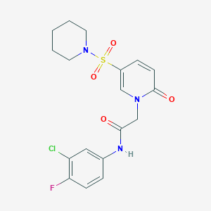 N-(3-chloro-4-fluorophenyl)-2-[2-oxo-5-(piperidin-1-ylsulfonyl)pyridin-1(2H)-yl]acetamide