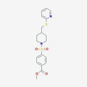 molecular formula C19H22N2O4S2 B2782932 甲基-4-((4-((吡啶-2-基硫基)甲基)哌啶-1-基)磺酰基)苯甲酸酯 CAS No. 1421489-93-1
