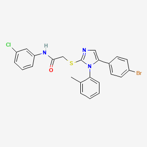 molecular formula C24H19BrClN3OS B2782933 2-((5-(4-bromophenyl)-1-(o-tolyl)-1H-imidazol-2-yl)thio)-N-(3-chlorophenyl)acetamide CAS No. 1207026-93-4