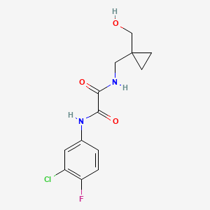 molecular formula C13H14ClFN2O3 B2782939 N1-(3-chloro-4-fluorophenyl)-N2-((1-(hydroxymethyl)cyclopropyl)methyl)oxalamide CAS No. 1324565-50-5