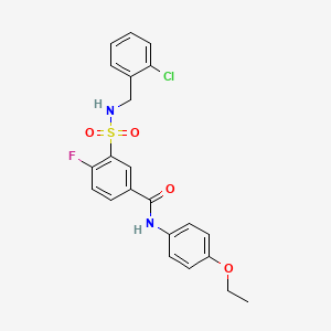 molecular formula C22H20ClFN2O4S B2782945 3-(N-(2-chlorobenzyl)sulfamoyl)-N-(4-ethoxyphenyl)-4-fluorobenzamide CAS No. 451504-26-0