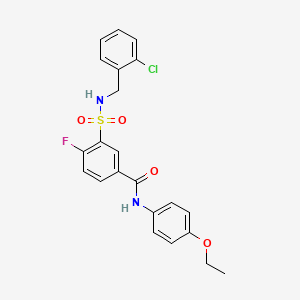 molecular formula C22H20ClFN2O4S B2782945 3-(N-(2-氯苯甲基)磺酰基)-N-(4-乙氧基苯基)-4-氟苯甲酰胺 CAS No. 451504-26-0