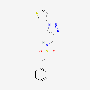 molecular formula C15H16N4O2S2 B2782946 2-phenyl-N-((1-(thiophen-3-yl)-1H-1,2,3-triazol-4-yl)methyl)ethanesulfonamide CAS No. 2320958-99-2