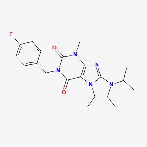 molecular formula C20H22FN5O2 B2782947 2-[(4-Fluorophenyl)methyl]-4,7,8-trimethyl-6-propan-2-ylpurino[7,8-a]imidazole-1,3-dione CAS No. 878734-67-9