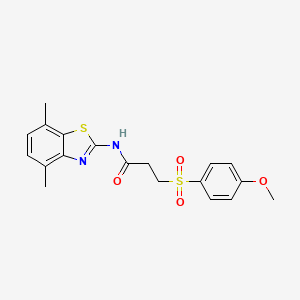 molecular formula C19H20N2O4S2 B2782948 N-(4,7-dimethylbenzo[d]thiazol-2-yl)-3-((4-methoxyphenyl)sulfonyl)propanamide CAS No. 941908-54-9