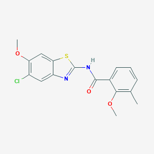 molecular formula C17H15ClN2O3S B278295 N-(5-chloro-6-methoxy-1,3-benzothiazol-2-yl)-2-methoxy-3-methylbenzamide 