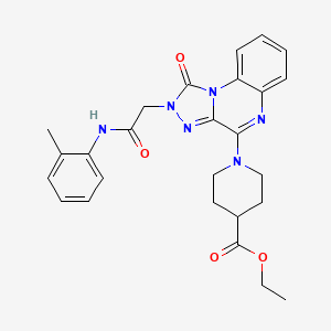 molecular formula C26H28N6O4 B2782951 Ethyl 1-(2-{2-[(2-methylphenyl)amino]-2-oxoethyl}-1-oxo-1,2-dihydro[1,2,4]triazolo[4,3-a]quinoxalin-4-yl)piperidine-4-carboxylate CAS No. 1189459-64-0
