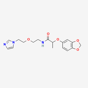 molecular formula C17H21N3O5 B2782960 N-(2-(2-(1H-imidazol-1-yl)ethoxy)ethyl)-2-(benzo[d][1,3]dioxol-5-yloxy)propanamide CAS No. 2034225-16-4